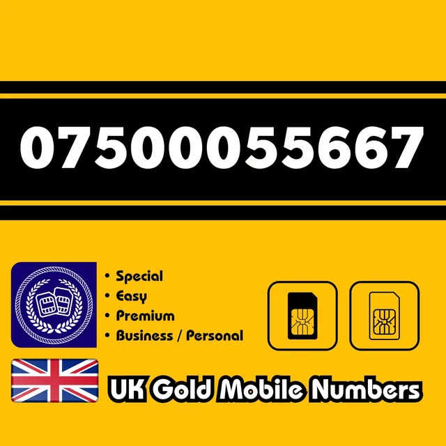 Gold Mobile Number Easy VIP Business Special Memorable UK O2 EE Voda 3 SIM Card