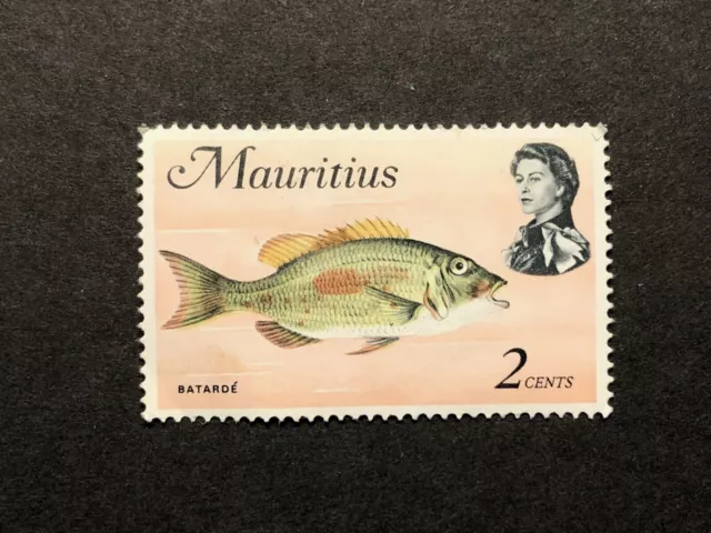 Mauritius Postage Stamp Queen Elizabeth II QEII w/ Fish 1969 2 cents MNH