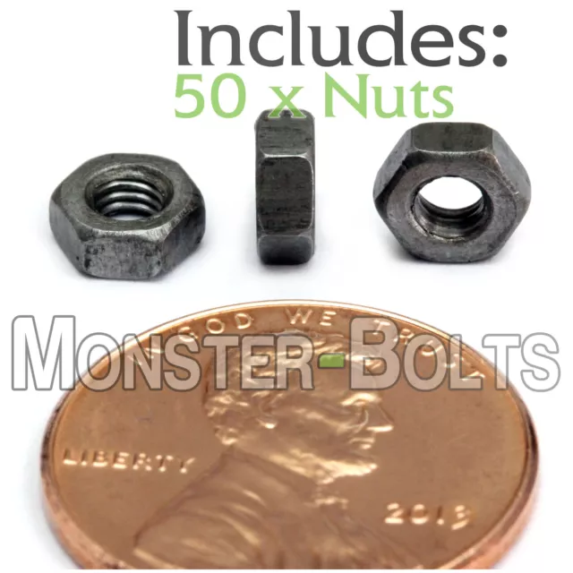 M3-0.5 / 3mm - Qty 50 - Steel Hex Nuts Class 10 Plain Finish - Metric DIN 934