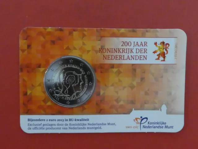 Niederlande, 2 Euro, 200 Jahre Königreich, 2013, Coincard