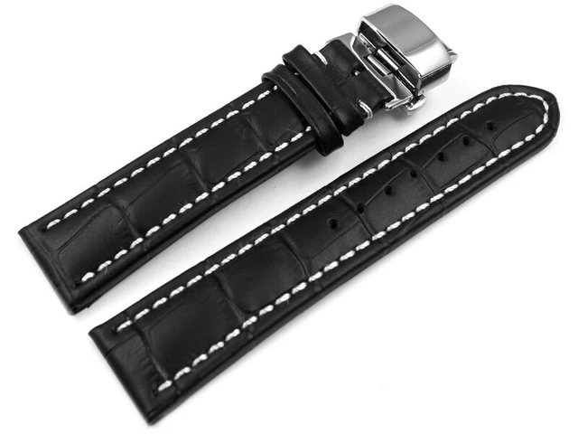 Jaguar | Uhrenarmband Leder Schwarz Kroko-Optik Für Modell J683 J682