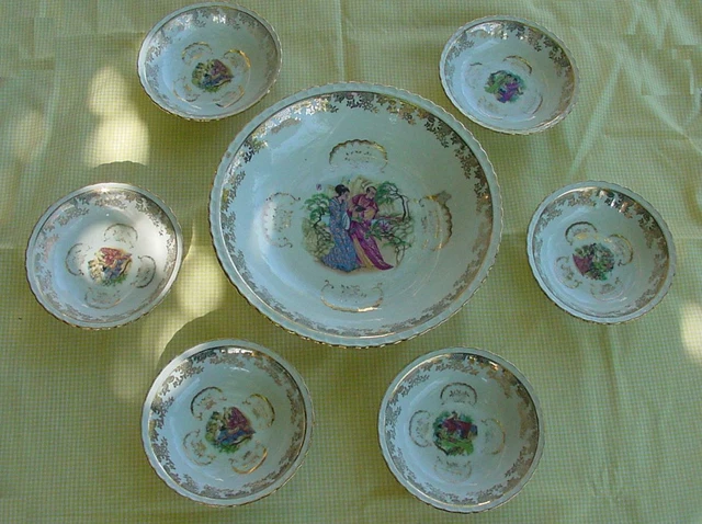 Lot de 8 coupelles à dessert porcelaine nacrées Bavaria vintage