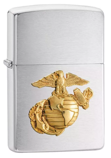 Zippo US Marines Emblem Pocket Lighter, Brushed Chrome (ZO10500), One Size