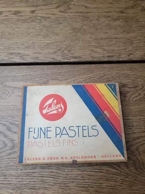 Juego de aletas de pastel vintage Talens & Sons Inc caja de madera con bisagras Holland 345 48 usadas