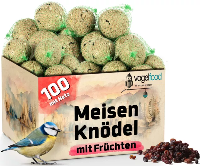 100 Meisenknödel mit Früchten mit Netz Vogelfutter Wildvogel Winterfutter Fett