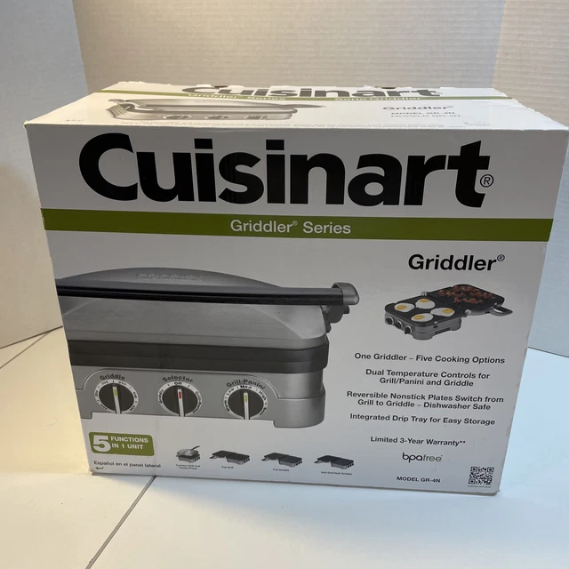 Cuisinart Griddler Series Model GR-4N Griddle Panini Press Grill Stainless New