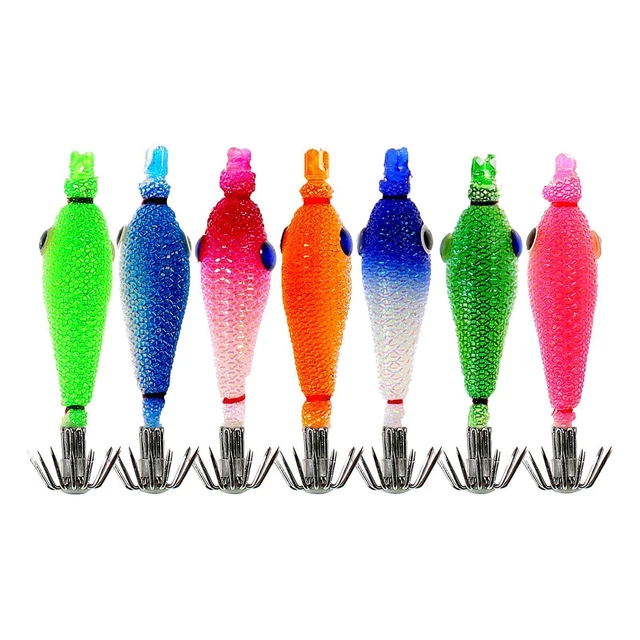 Lot De 2 Leurres Calamar LED Pour Pêche De Nuit - Lumineux Au Contact De L'Eau - Tailles 7,5 Cm Et 9,5 Cm - 12