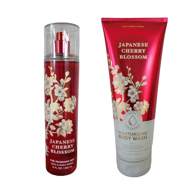 2 Bath & Body Works JAPANESE CHERRY BLOSSOM Body Wash 10 oz + Body Mist 8 oz