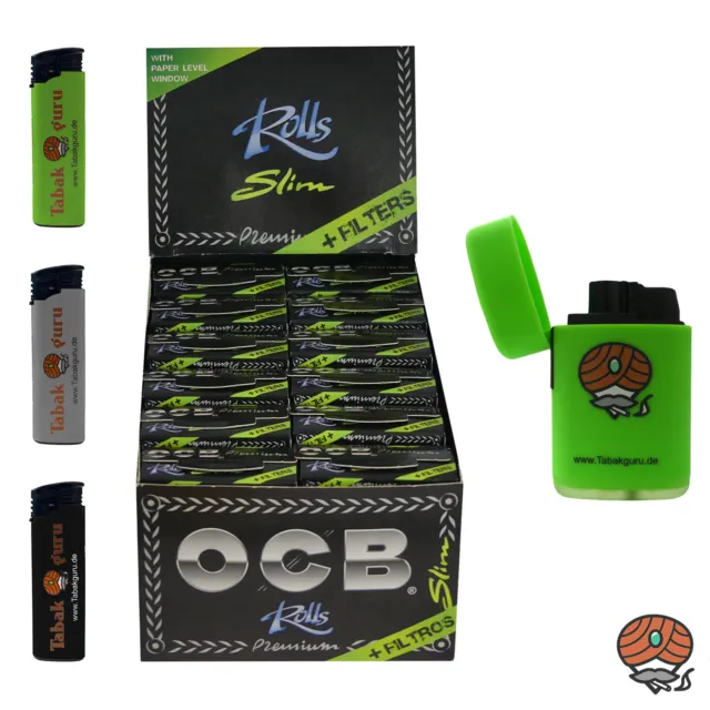OCB Premium Rolls Slim Zigarettenpapier + Tips, Feuerzeuge, Sturmfeuerzeug