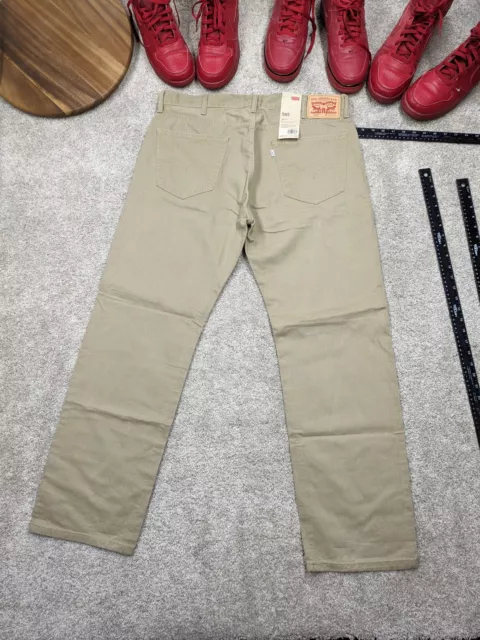 Levis 505 Mens Khaki Pants Jeans 38x32 Regular Fit Tan Denim Premium NWT $68