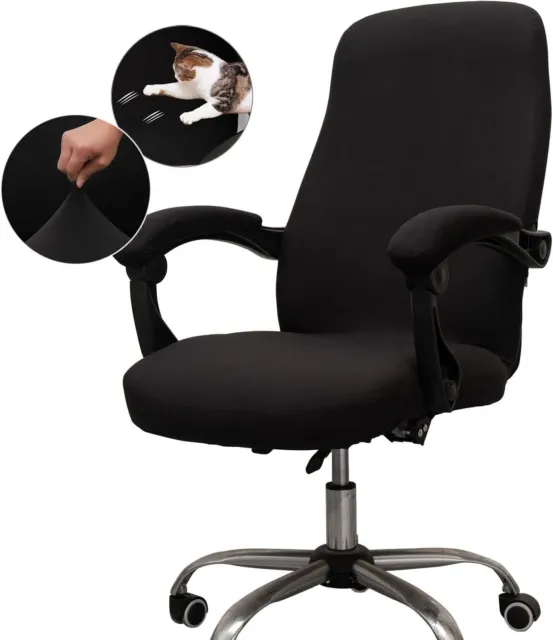 Office Chair Cover Universal Stretch Desk Computer Slipcovers (Size: L)  Black