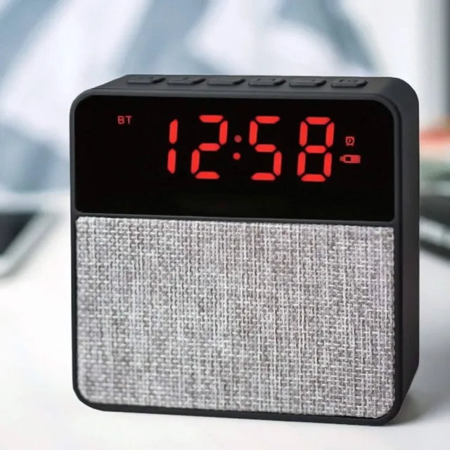 Portable Wireless Bluetooth Speaker Digital Alarm Clock With FM Radio USB Port