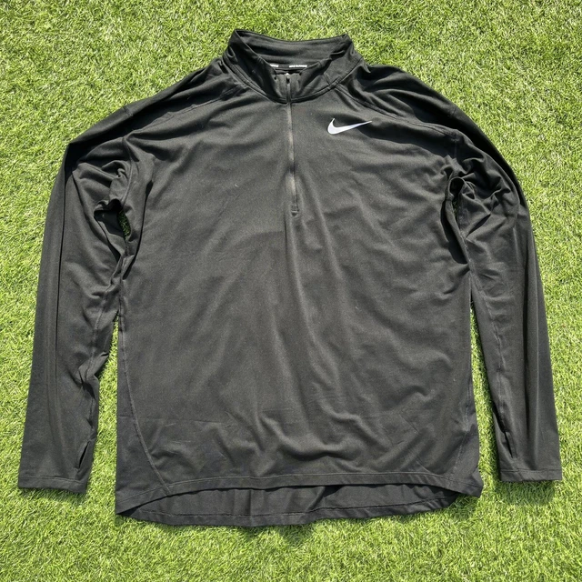Top da uomo Nike Dri-Fit Running nero con cerniera a maniche lunghe con cerniera taglia XL