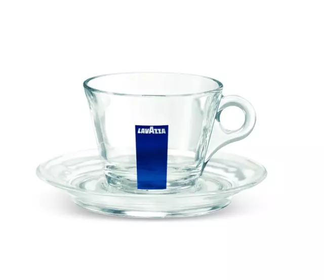 Lavazza 6x 160ml Cappuccino Glass Cups & Saucers