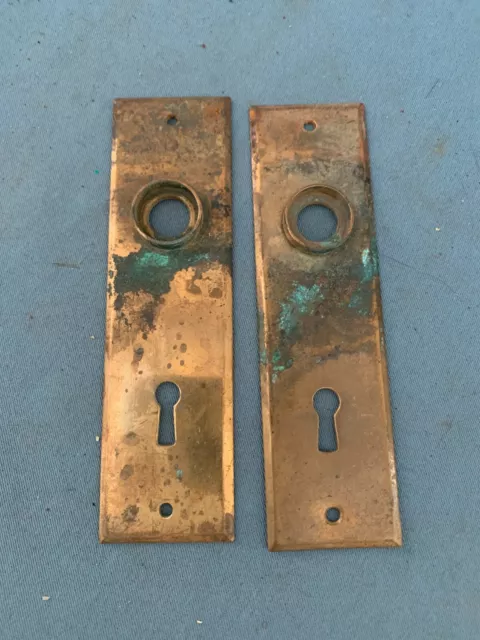 Victorian pair of Cast Brass Doorknob Door Plates Backplates circa 1890s