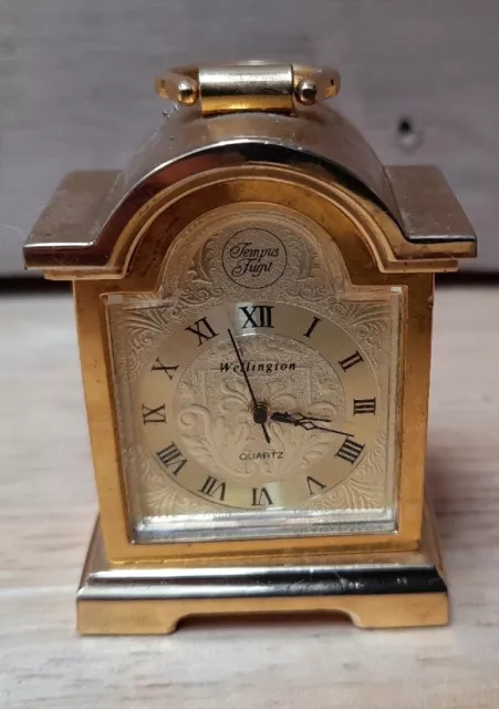 Vintage Swiza Tempus Fugit Alarm Shelf Table Clock 8 Days Swiss Not Working Mini