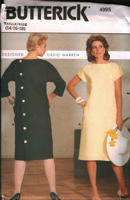 4995 Vintage Butterick Sewing Pattern Misses Loose Fitting Straight Dress UNCUT
