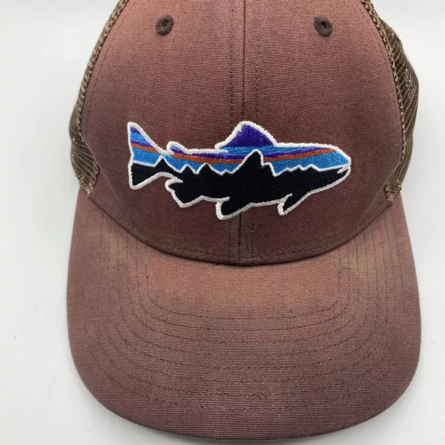 SIMMS BEAR CATCHING Trout Brown Mesh Snapback Trucker Hat. Fly