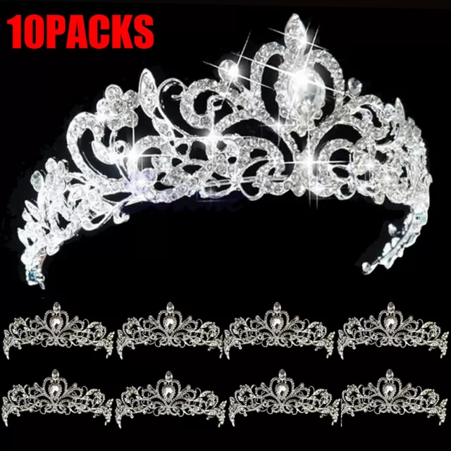 Lot Bridal Princess Austrian Crystal Tiara Wedding Crown Veil Hair Accessory New