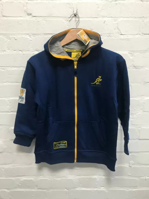 Australia Rugby Wallabies Official Kids Full Zip Logo Hoodie - New
