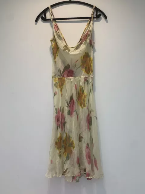 Miss Sixty Silk Cowl Neck Floral Flowy Dress Size Small Sheer Sleeveless Dress
