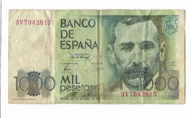 España: 1000 Pesetas Benito Perez Galdos. Año 1979. Con Serie. Rc+/Poor. Escaso.