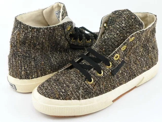 $160 SUPERGA 2095 TWDW Gold Designer Fashion High Top Sneakers Womens 7 Mens 5.5