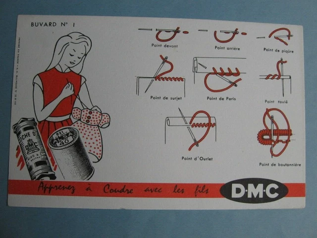 *BUVARD DMC Fils à broder n°1 rouge, 2 photos