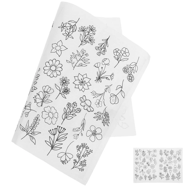 Papier Stabilisateur Broderie Soluble - 2 Feuilles A4 Motifs Fleurs - Pour Débutants Et Confirmés