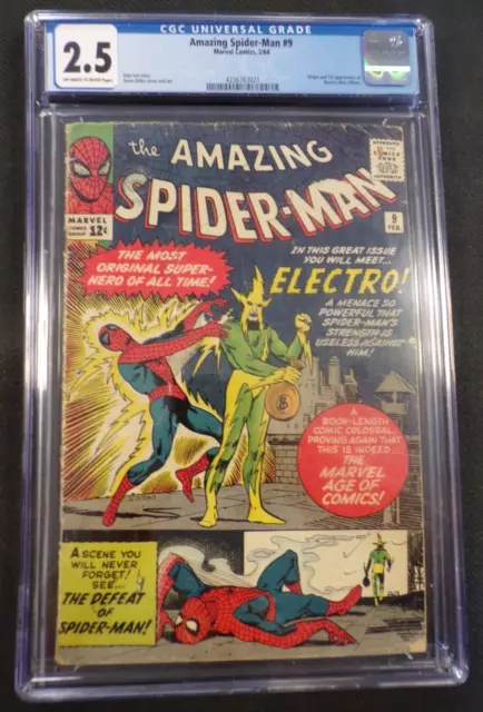 Amazing Spider-Man #9 Marvel Comics Silver Age 1St Appearance Electro Cgc 2.5