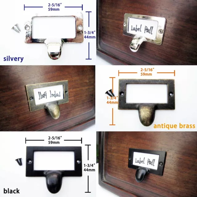 6pcs Heavy Duty Drawer Label Tag Pull Cabinet Frame Handle File Name Card Holder