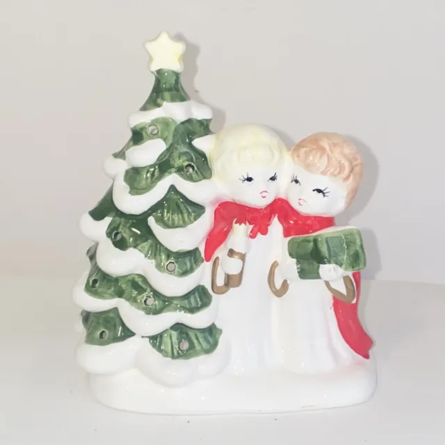 Vintage Christmas Luminary Christmas Tree & Carolers Tea Light Holder