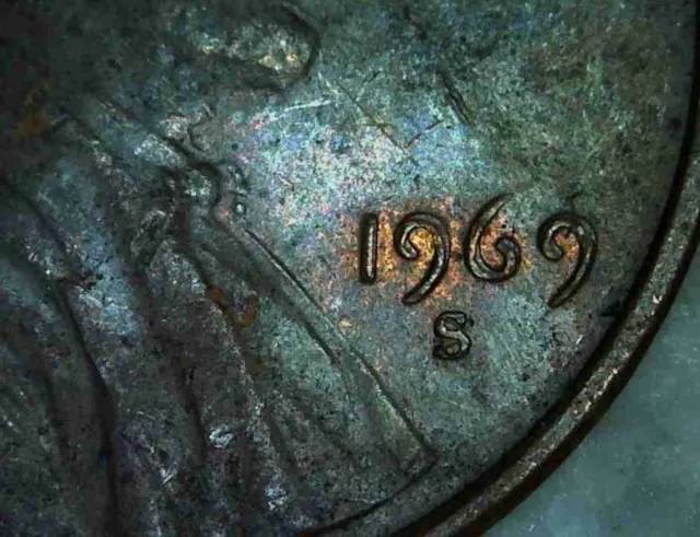 1969-S Lincoln Cent Extremely Strong Machine Doubling Doubled Die Obverse DDO