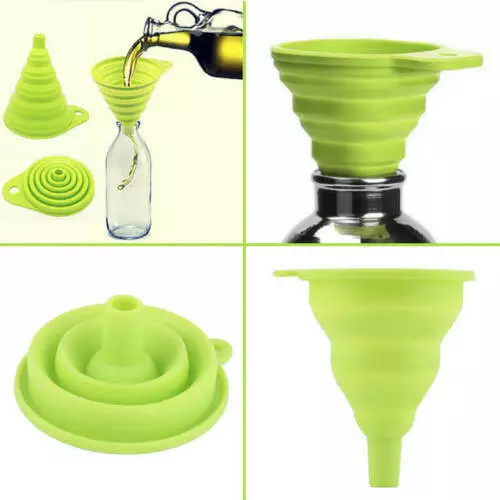 Home Kitchen Mini Silicone Gel Foldable Collapsible Style Funnel Hopper Tool