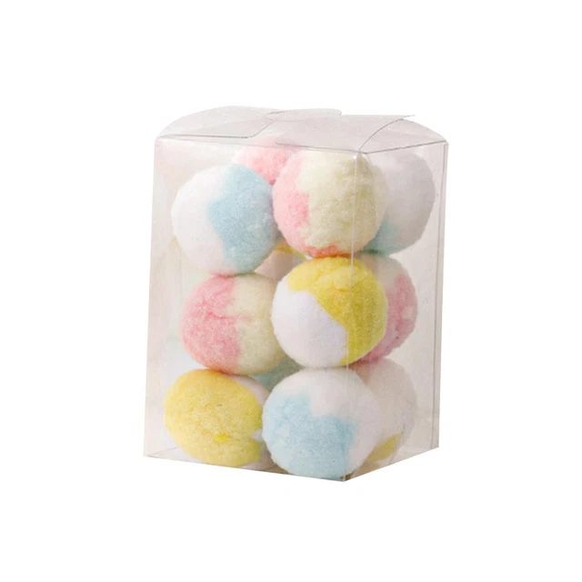 12x balles colorées de jouet de chat attrape-peluche portable pour chasser
