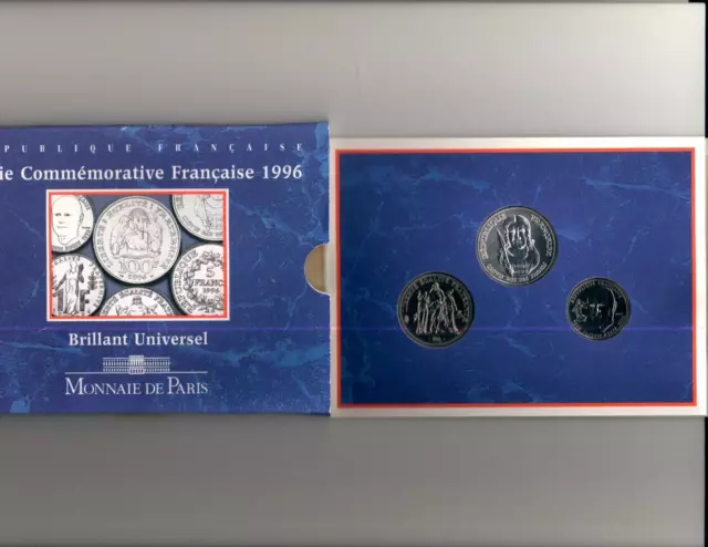 monnaie de paris SERIE COMMEMORATIVES 1996 BU 3X SCELLEES clovis, hercule, Rueff