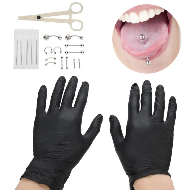 20x Professional Piercing Kit 14G 16G Needle Forceps Body Jewelry Piercing GDT