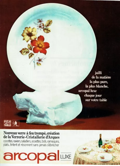 Publicité Advertising 099  1968  Cristallerie d'Arques assiette  Arcopal luxe