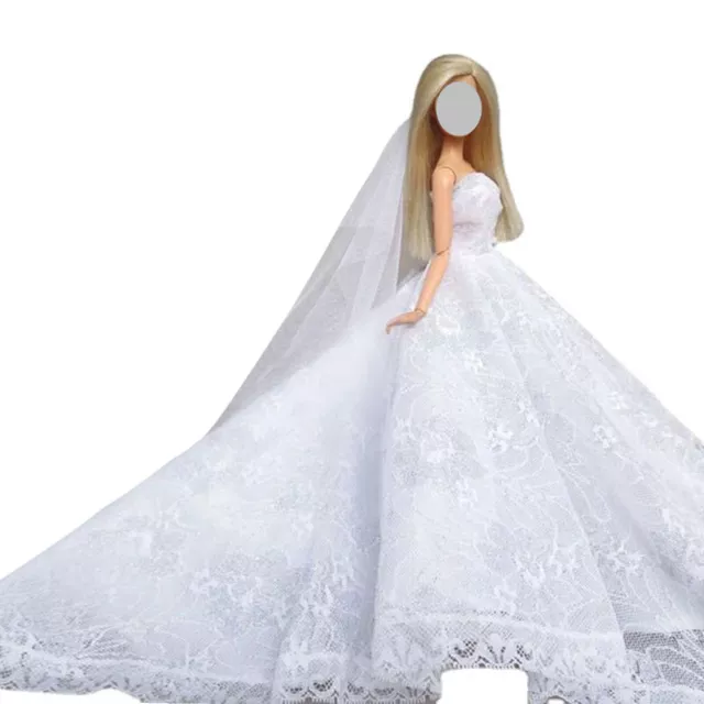 Weiße Spitze Puppe Kleidung Hochzeitskleid für Barbie-Puppen Kleidung Outfit 1/6