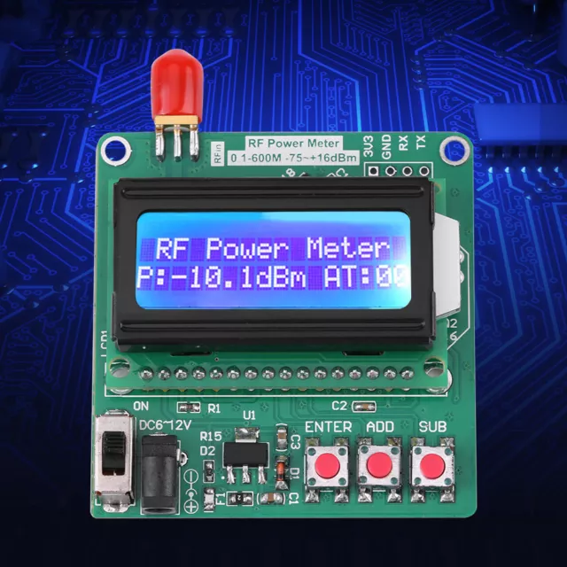 Digital LCD Frequenz Dämpfung Power Meter -75~+16dBm 1-600MHz RF Leistungsmesser