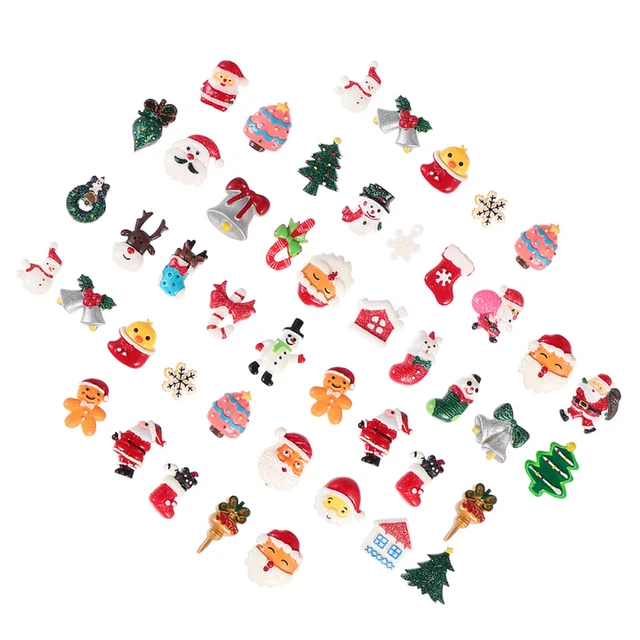 50 Pcs Flatback-Harz Weihnachtsharz Weihnachtsdekoration Handbuch