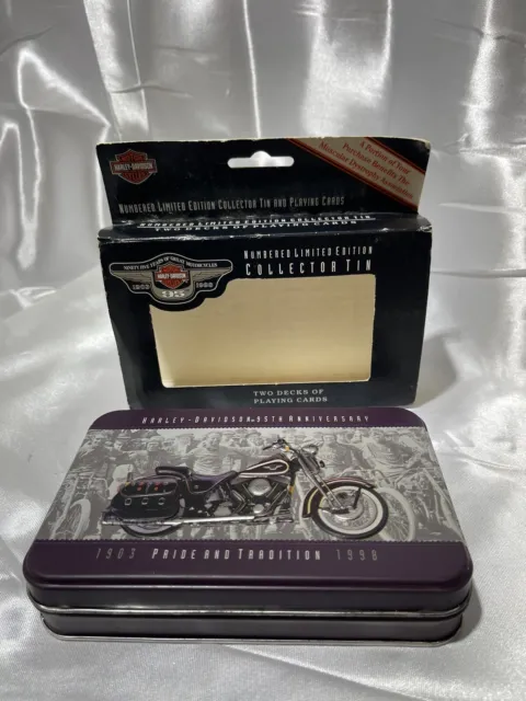 Harley Davidson Motorcycle 95th Anniversary 2 Decks Playing Cards & Tin 1998 NEW 2