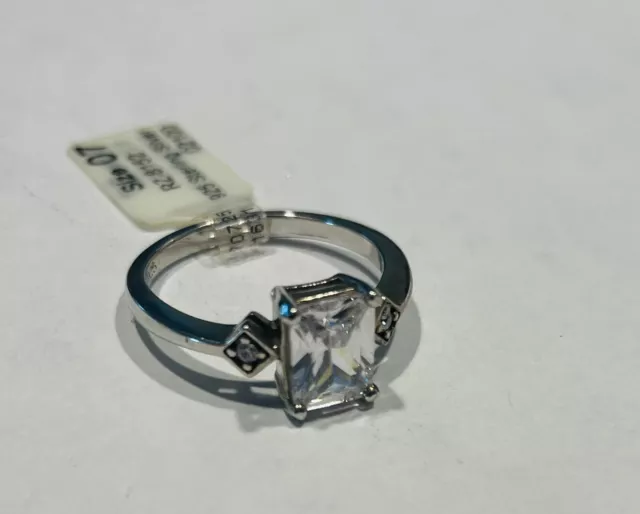 925 STERLING SILVER Princess White Sapphire Cocktail Ring Sz 7 Gift ...