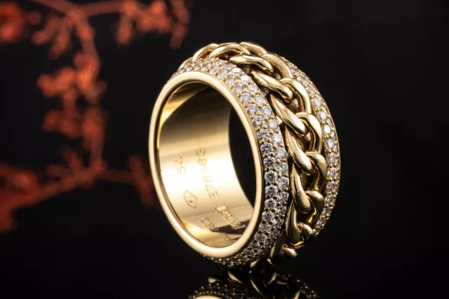 Schmuck Piaget Possession Chain Ring Drehring mit Diamanten Brillanten Gold 750