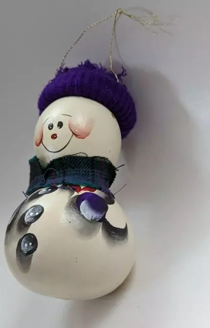 Snowman Hand Painted Gourd Hanging Decoration Christmas Ornament 5.5" 3