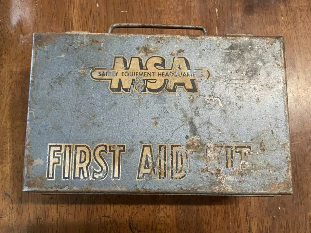 Vintage MSA 10 Unit First Aid Kit Metal Box Mine Safety Appliances Co. USA