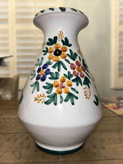 Talavera Spain Pottery Vase Floral Pattern