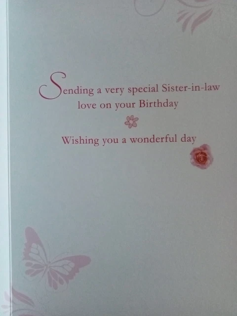 Sister Carte D'anniversaire – à Motif Texte, Fleurs Roses Et Lilas