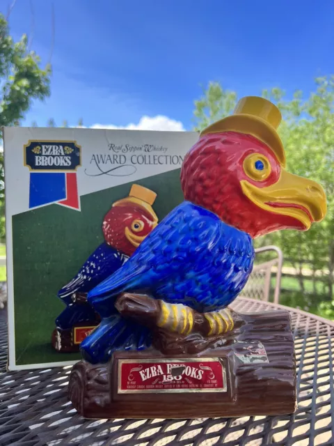 Kansas Jayhawk Ezra Brooks Decanter Whiskey Bourbon Bottle VTG 1969 Old Antique