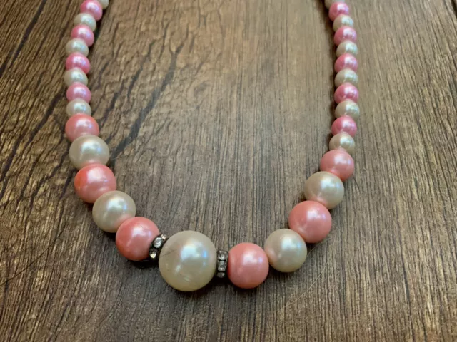 white pear,pink and white gemstone necklace Pearl Beaded Necklace from Thailand 
